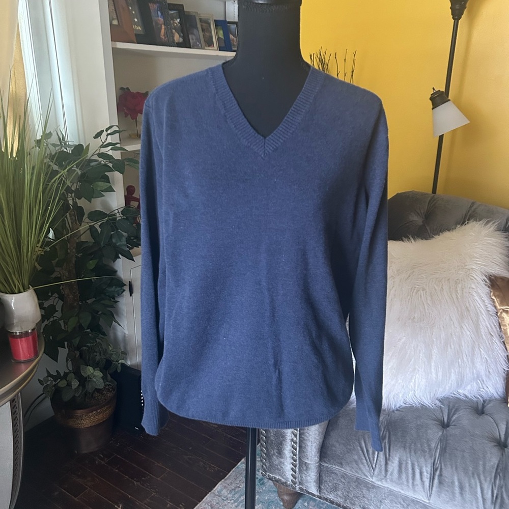 Banana Republic Men Blue V-Neck Sweater - Picture 2 of 9
